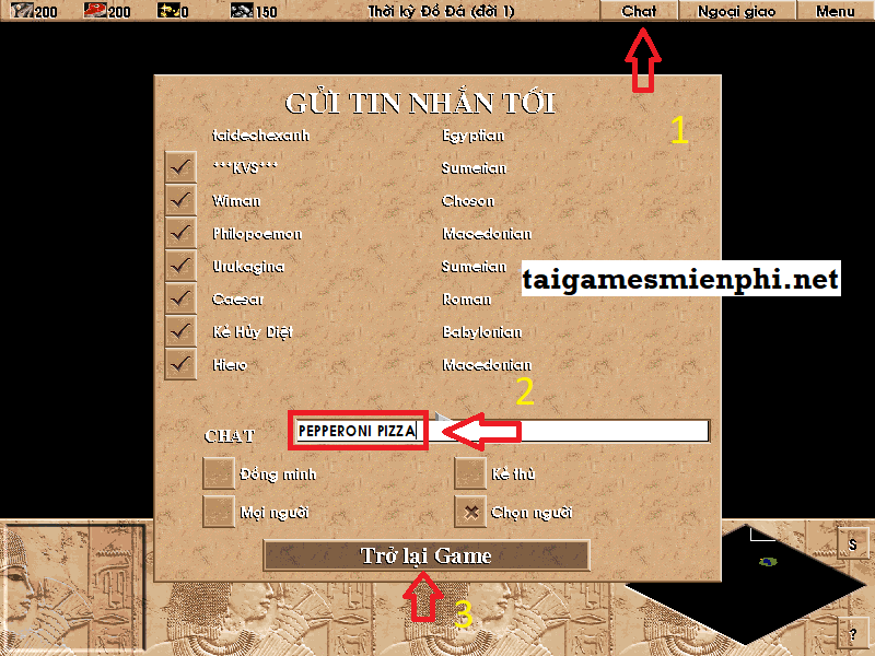 Vào trận > nhấn ô Chat > nhập mã lệnh > Enter