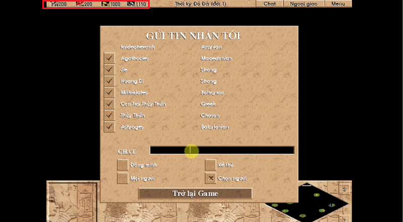 Sử dụng lệnh trong game Đế Chế AOE thành công