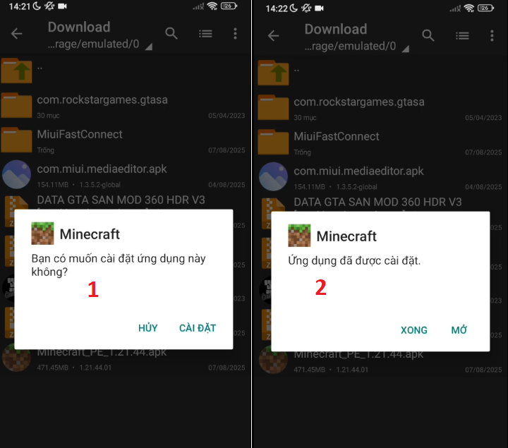 Nhấn cài đặt và chờ hệ thống tải về